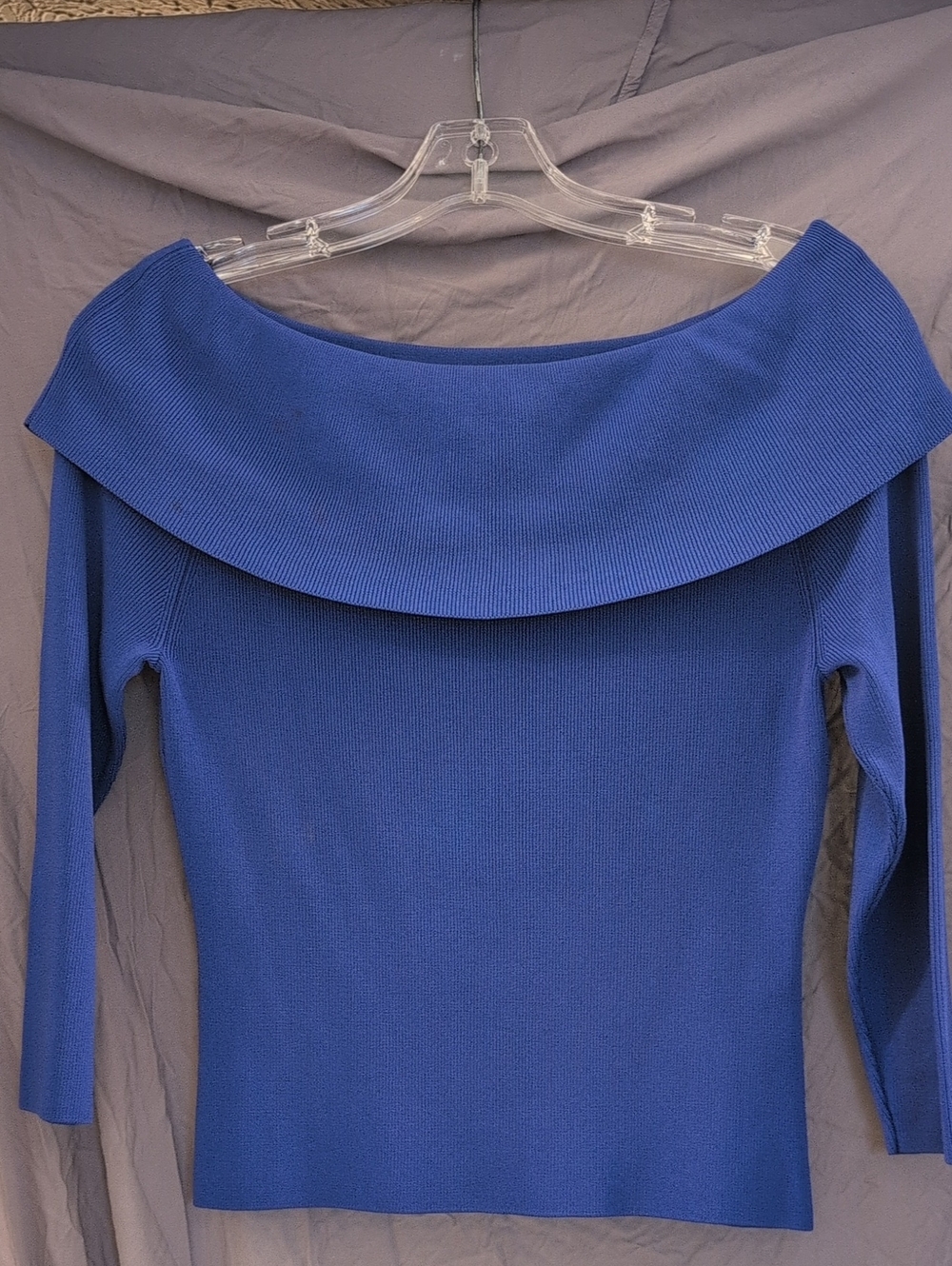 Venini Off-the-Shoulder Ribbed Sweater in Cobalt